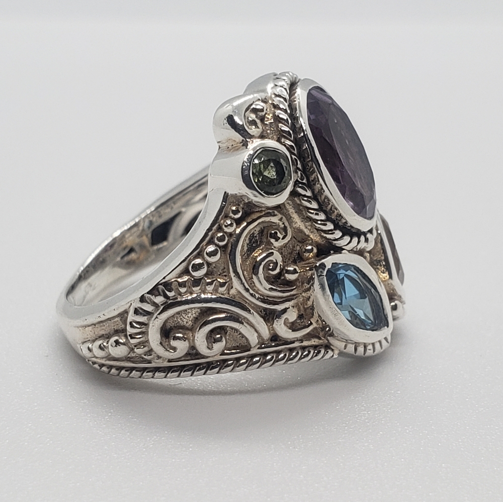Samuel B Multi Gemestone Ring In Solid Stamped Sterling Silver - Picture 6 of 10